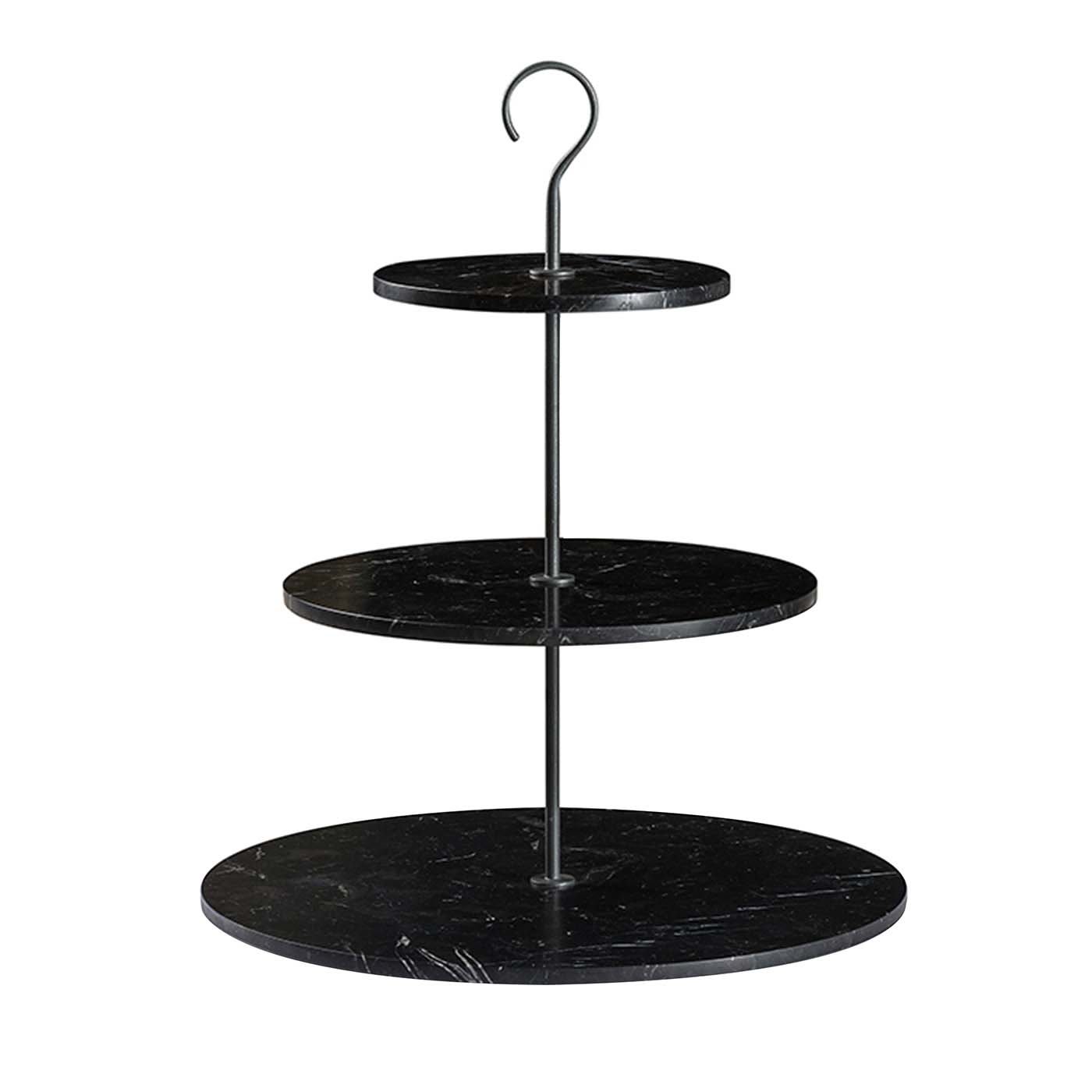 Pietra L12 Cake Stand in Nero Marquinia Marble by Salvatori