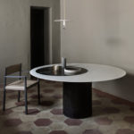 Proiezioni Round Black and White Marble Dining Table #1 by Salvatori