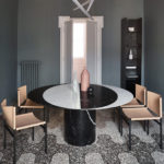 Proiezioni Round Black and White Marble Dining Table #1 by Salvatori