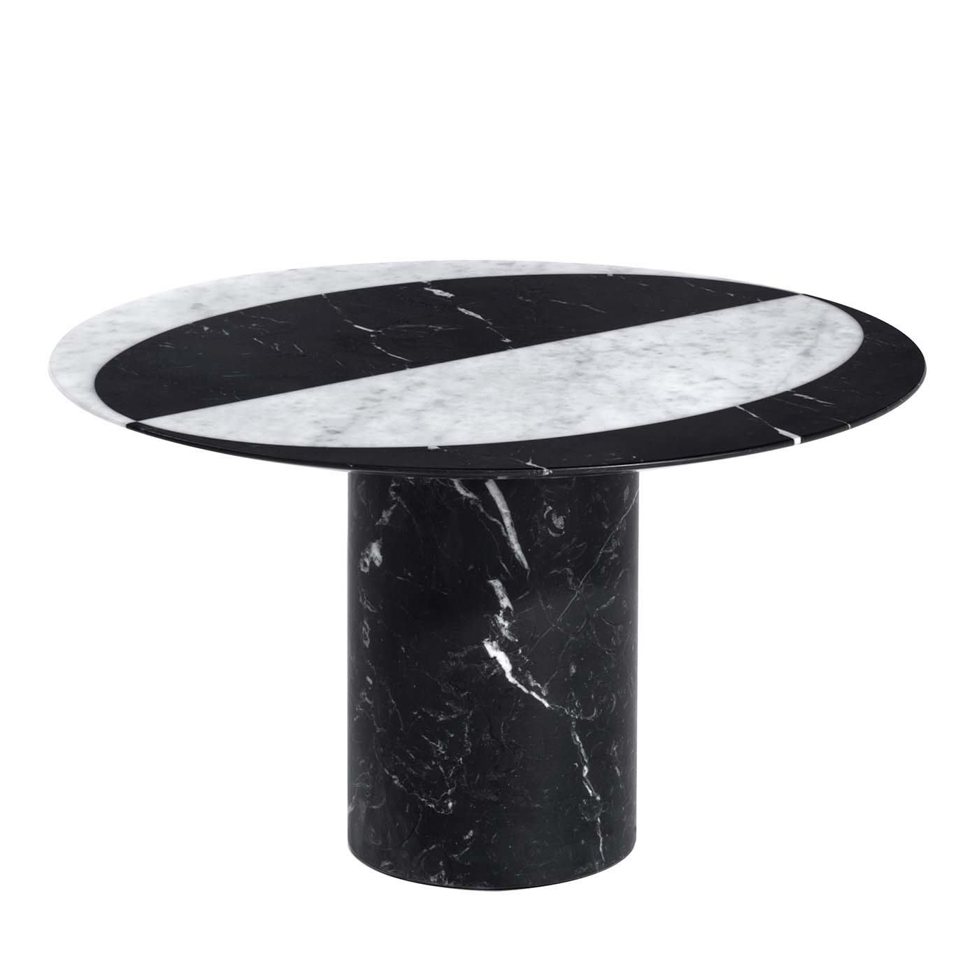 Proiezioni Round Black and White Marble Coffee Table by Salvatori