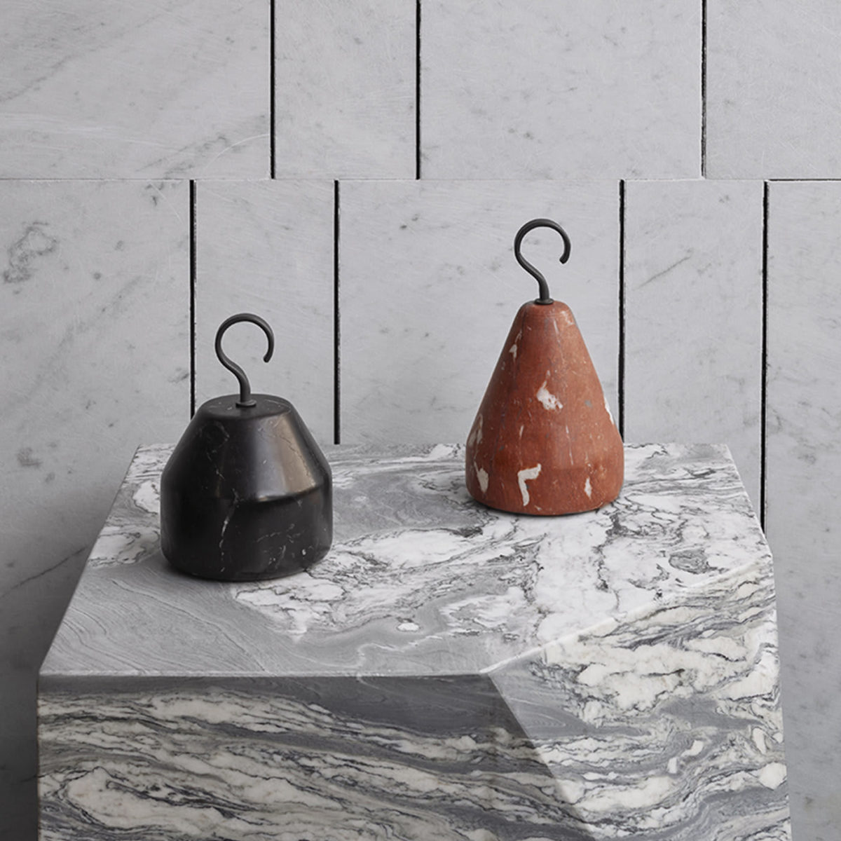 Pietra L06 Doorstop in Rosso Francia Marble by Salvatori