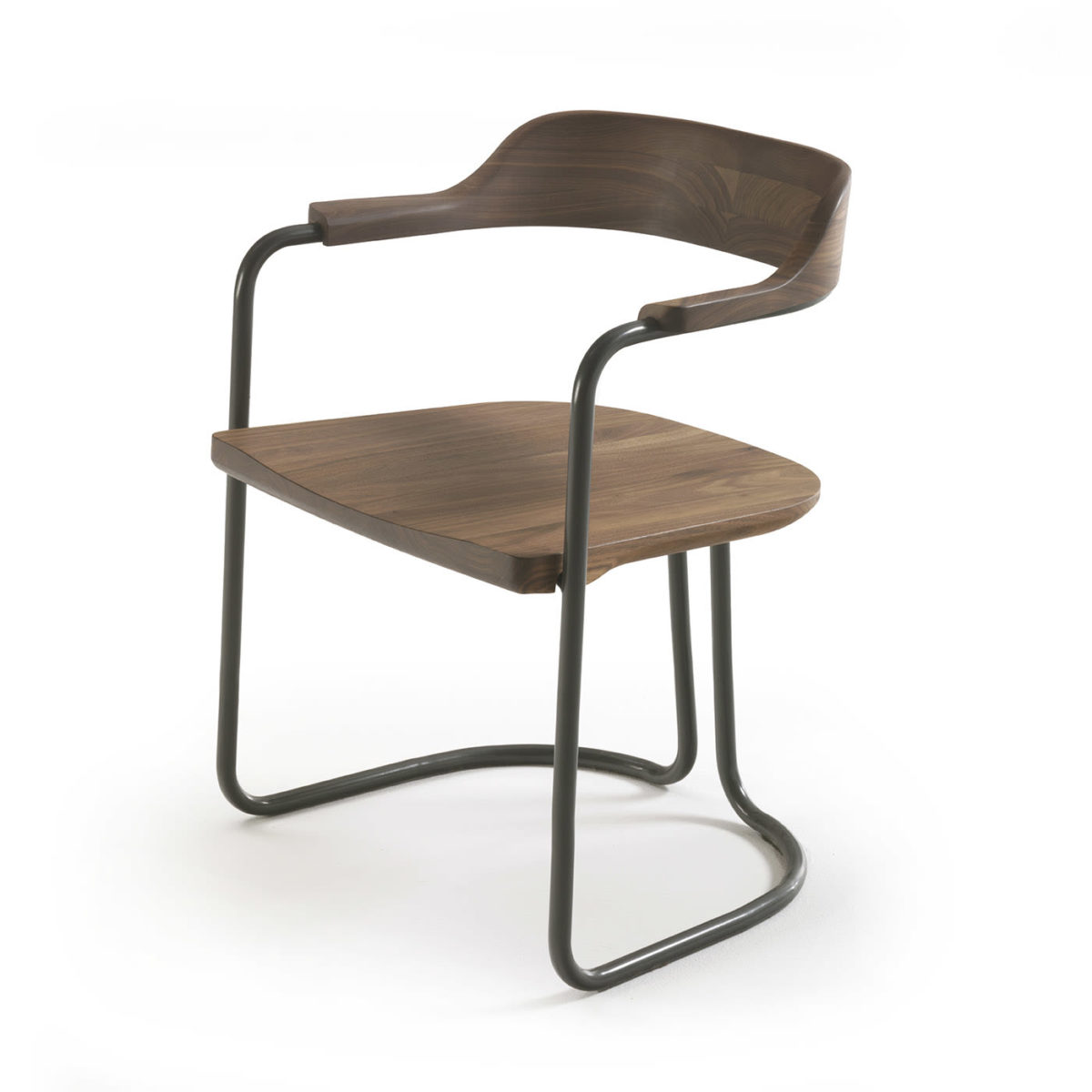 Tubular Anthracite-Gray Chair by Riva 1920