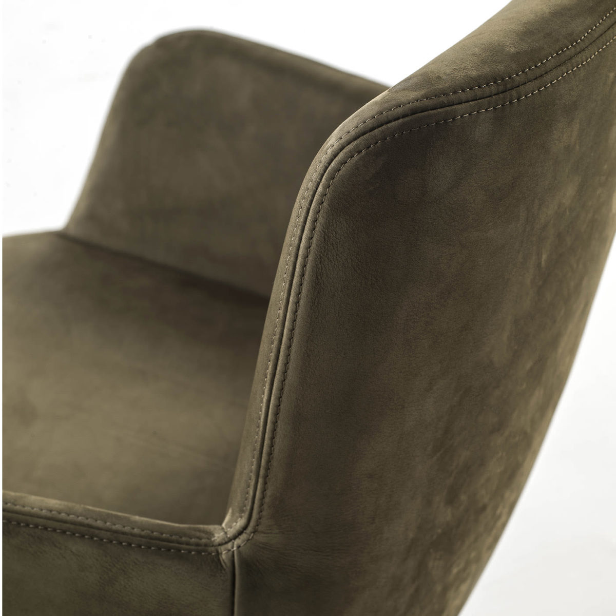 Materia Soft Swivel Sage-Green Chair With Armrests by Riva 1920