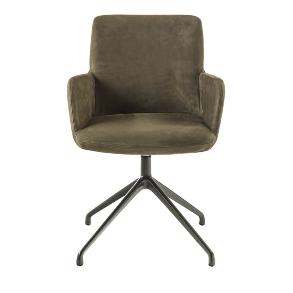 Materia Soft Swivel Sage-Green Chair With Armrests by Riva 1920