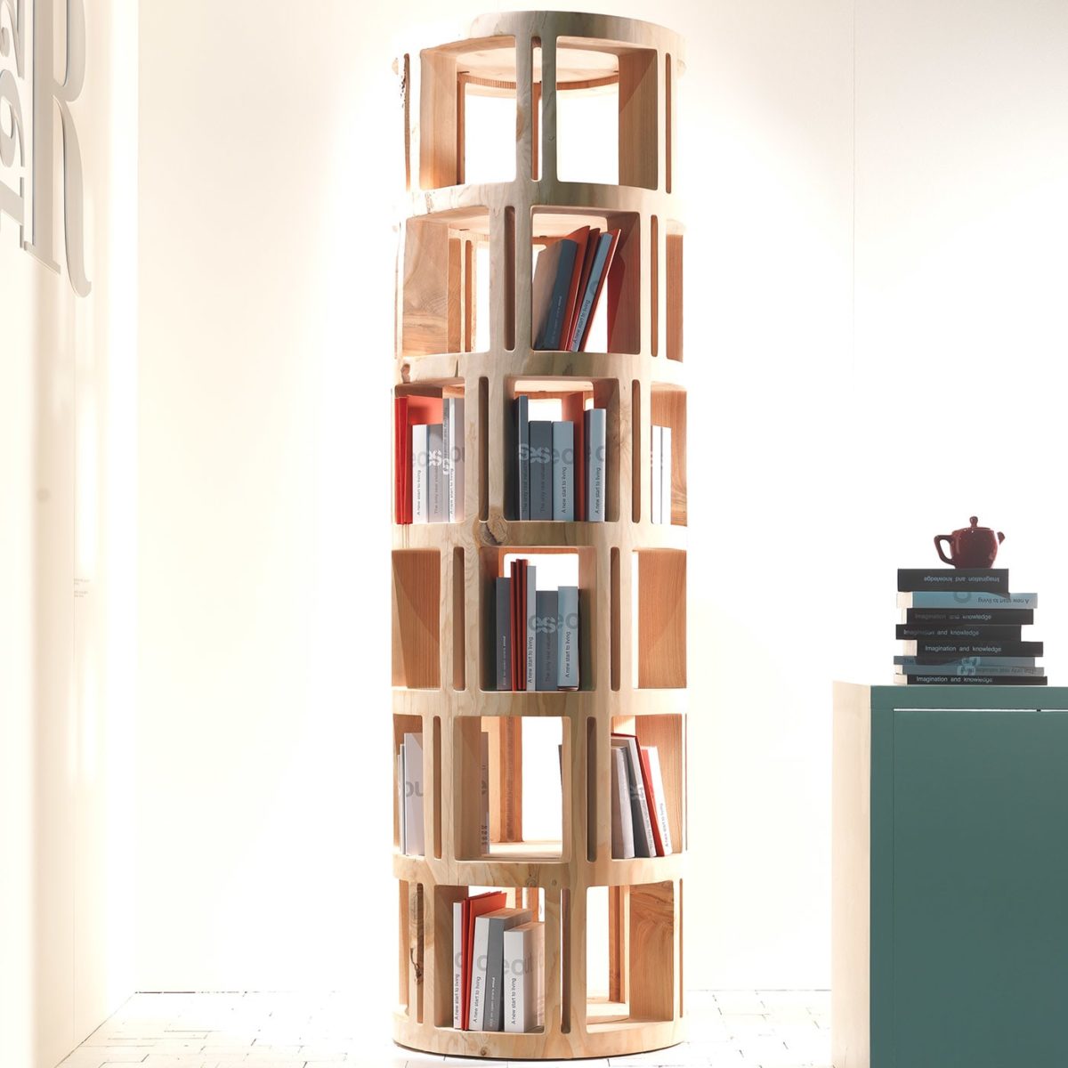 Torre Lignea 7-Shelf Cedar Bookcase by Riva 1920