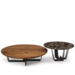 Kohi Round Low Walnut Coffee Table by Riva 1920