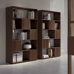 Opale Channeled Walnut Bookcase by Bamax