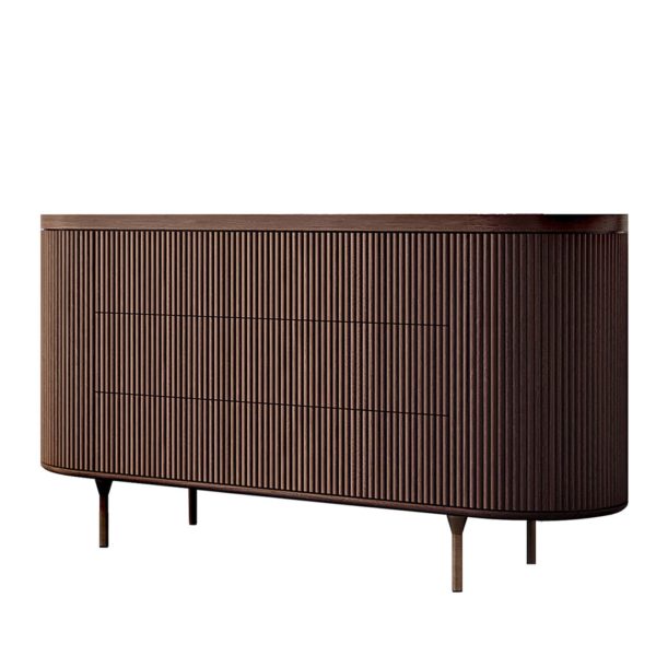 Opale 3-Drawer Channeled Walnut Dresser by Bamax