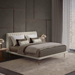 Opale Small Channeled Beige Double Bed by Bamax