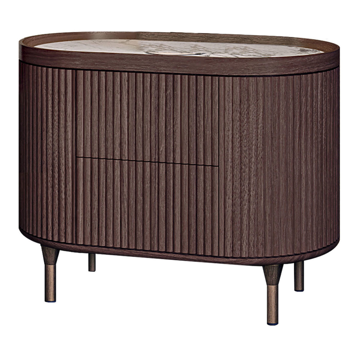 Opale Channeled Walnut Nightstand by Bamax