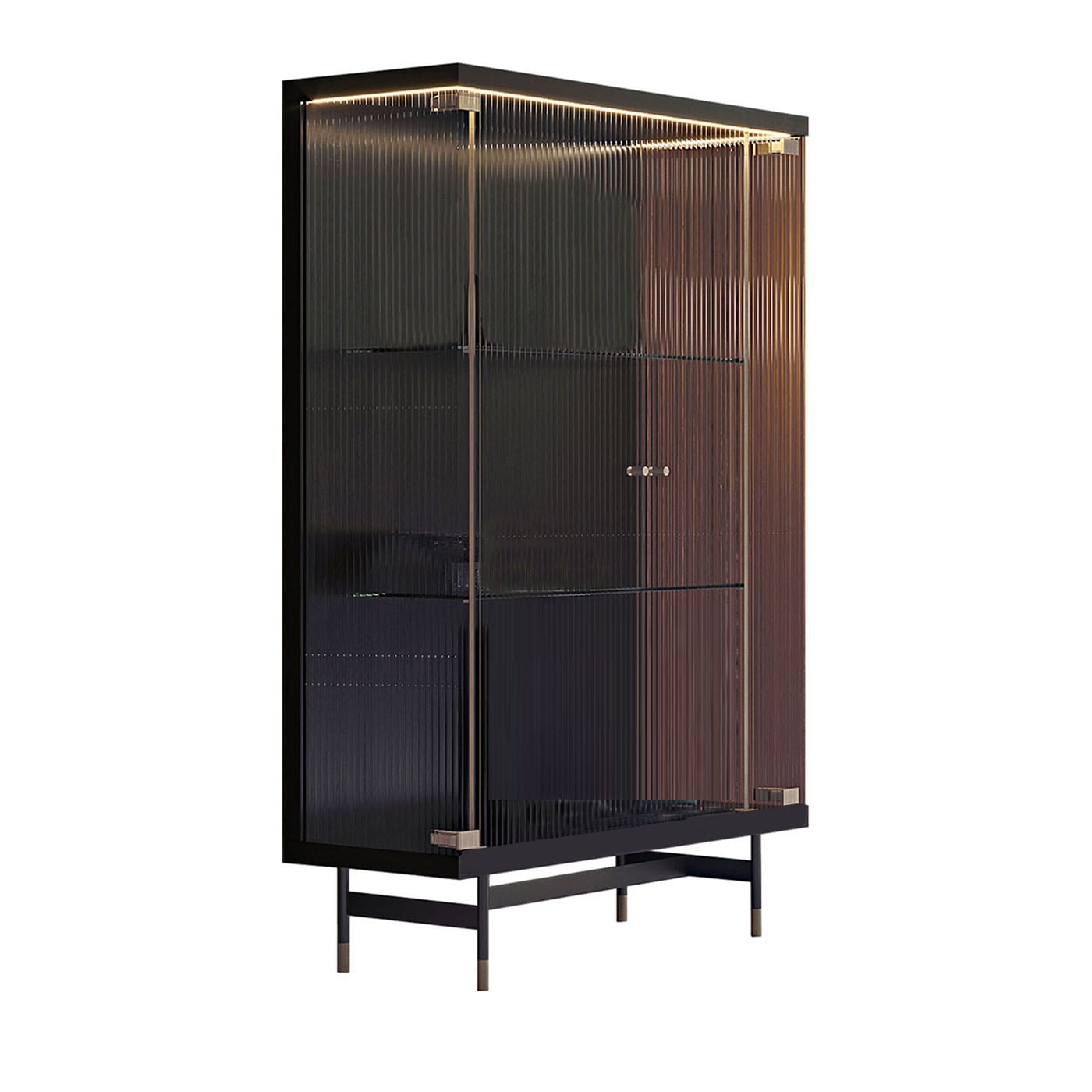 Opale 2-Door Channeled Glass Cabinet by Bamax