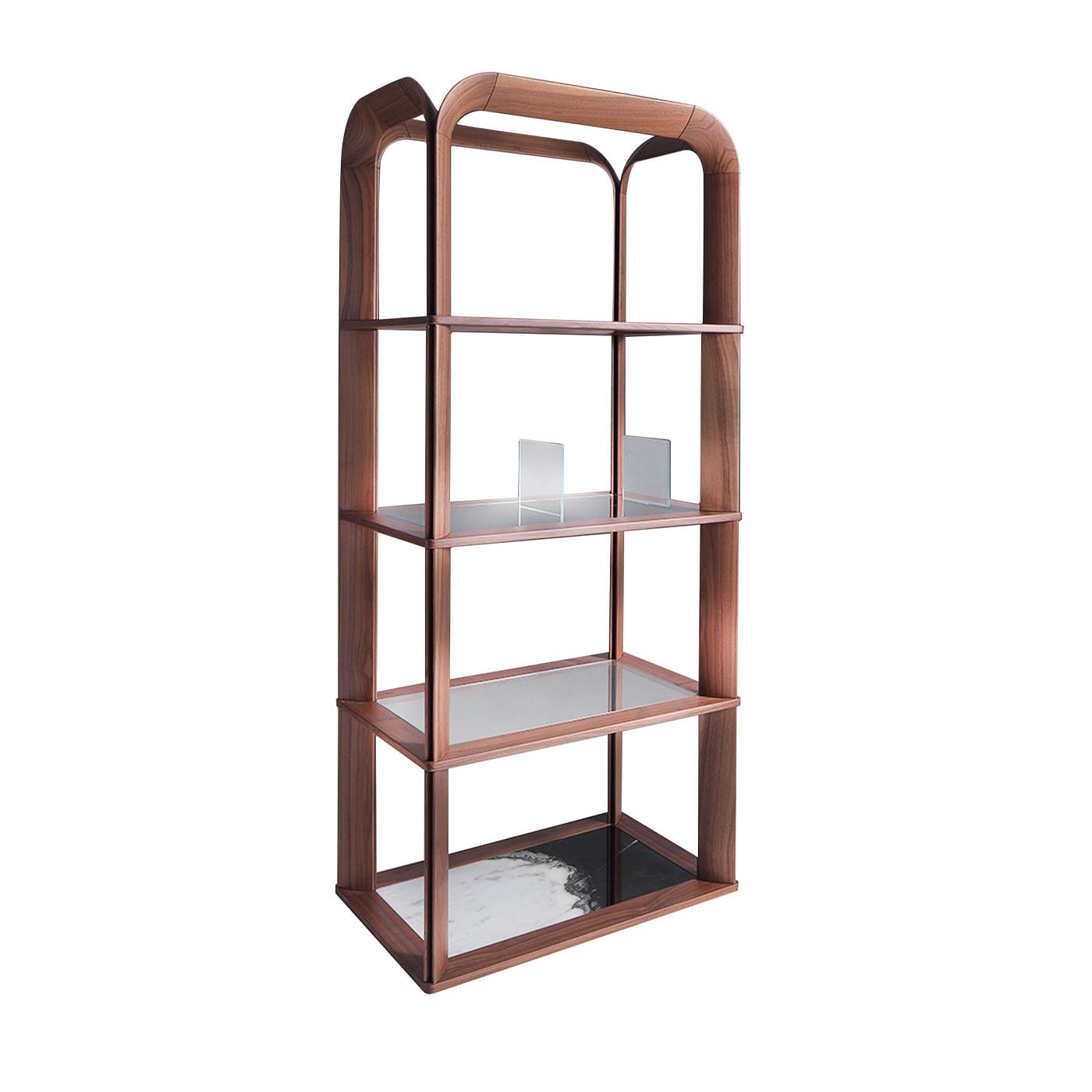 Kong Ecuba 4-Shelf Walnut Etagère by Annibale Colombo