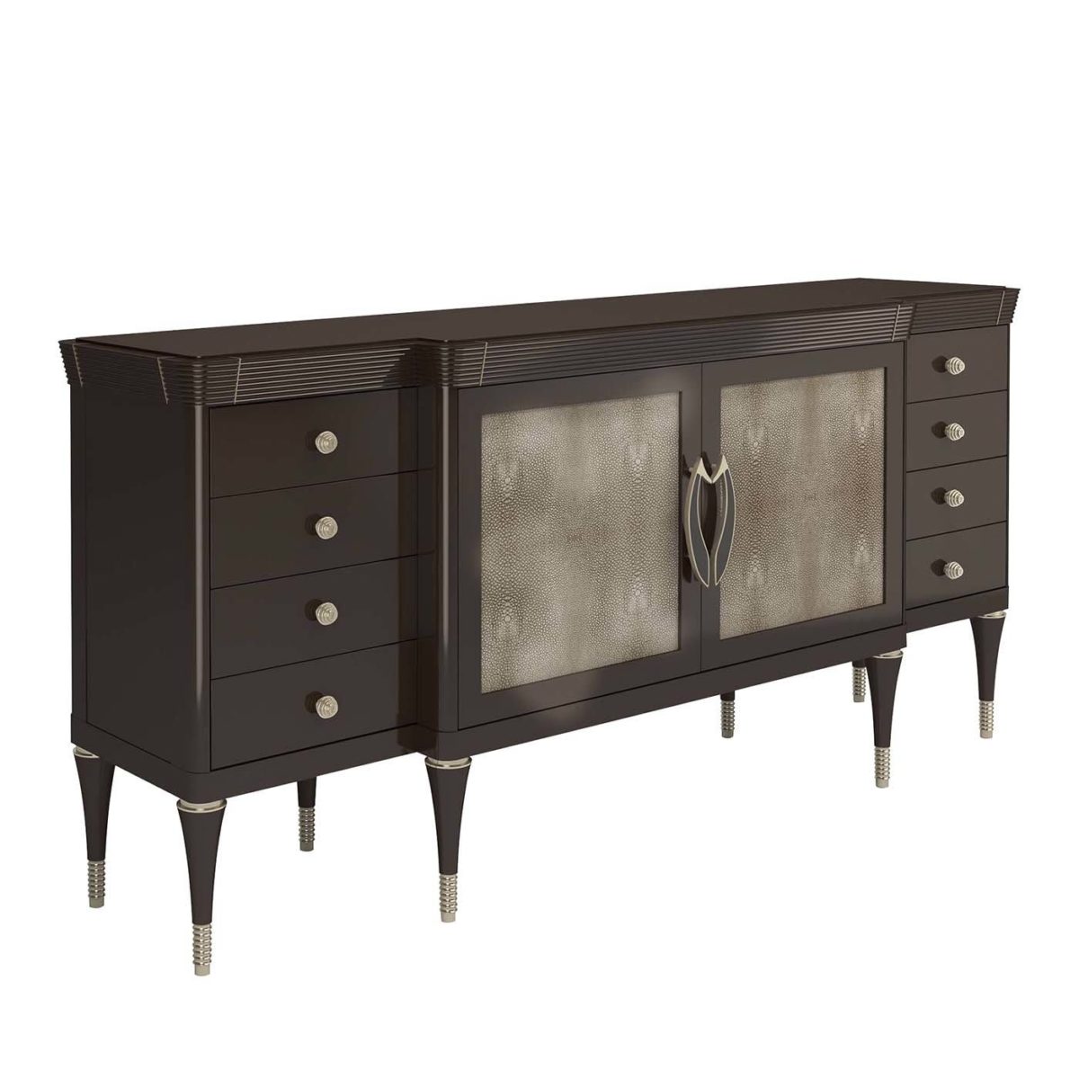 Vanity Credenza with Leather Doors by Minotti Collezioni