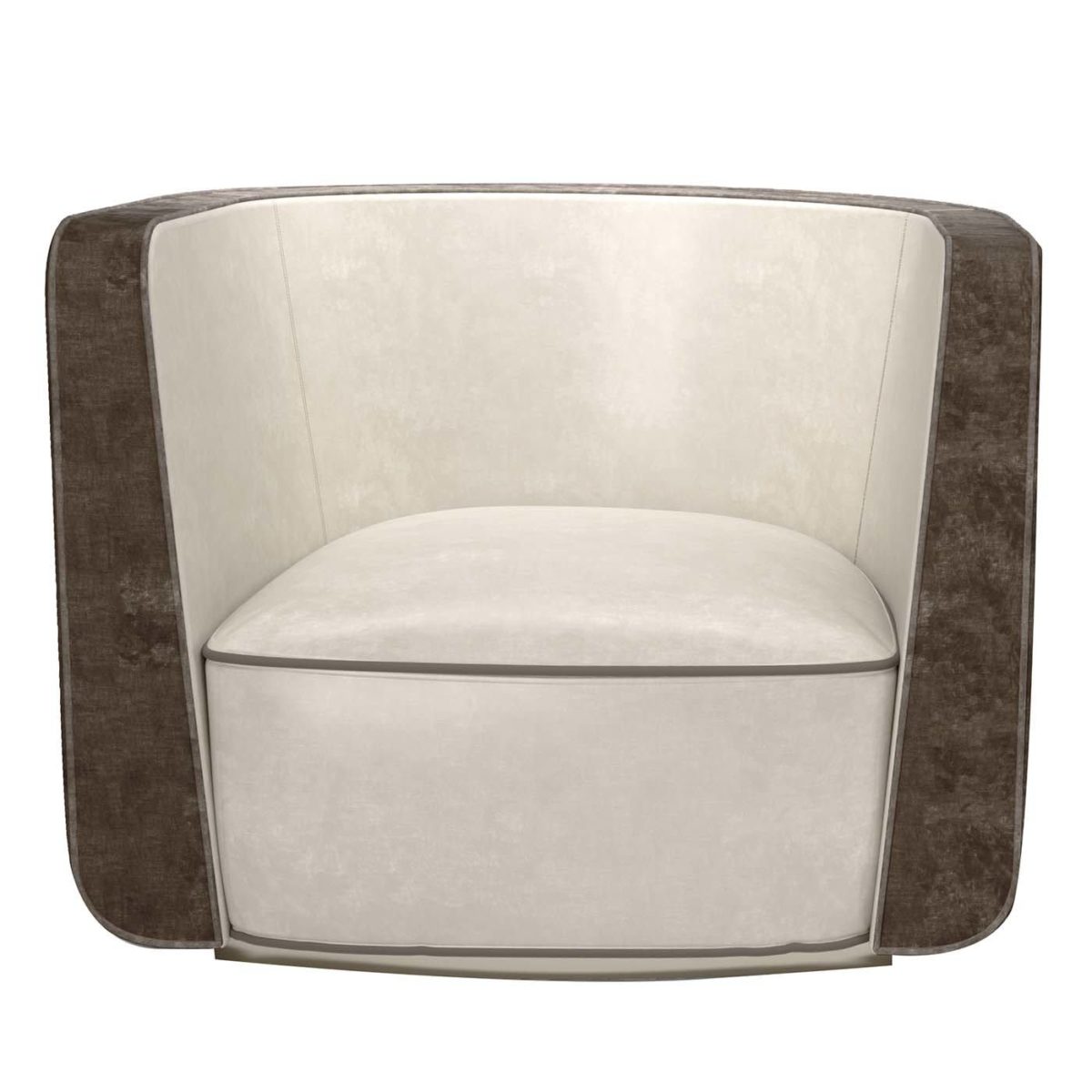 Ponza White and Taupe Swivel Armchair by Minotti Collezioni