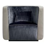 Ponza Blue and Gray Swivel Armchair by Minotti Collezioni