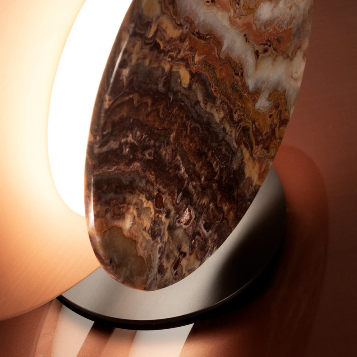 Clis Satin Copper and Purple Onyx Table Lamp by Laura Meroni