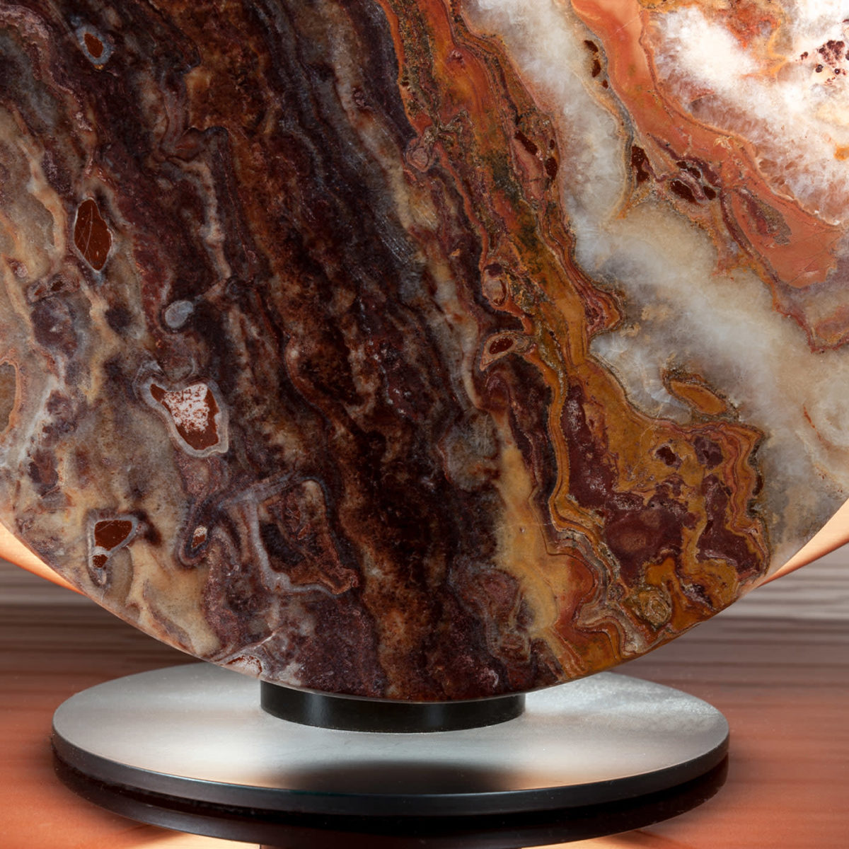 Clis Satin Copper and Purple Onyx Table Lamp by Laura Meroni