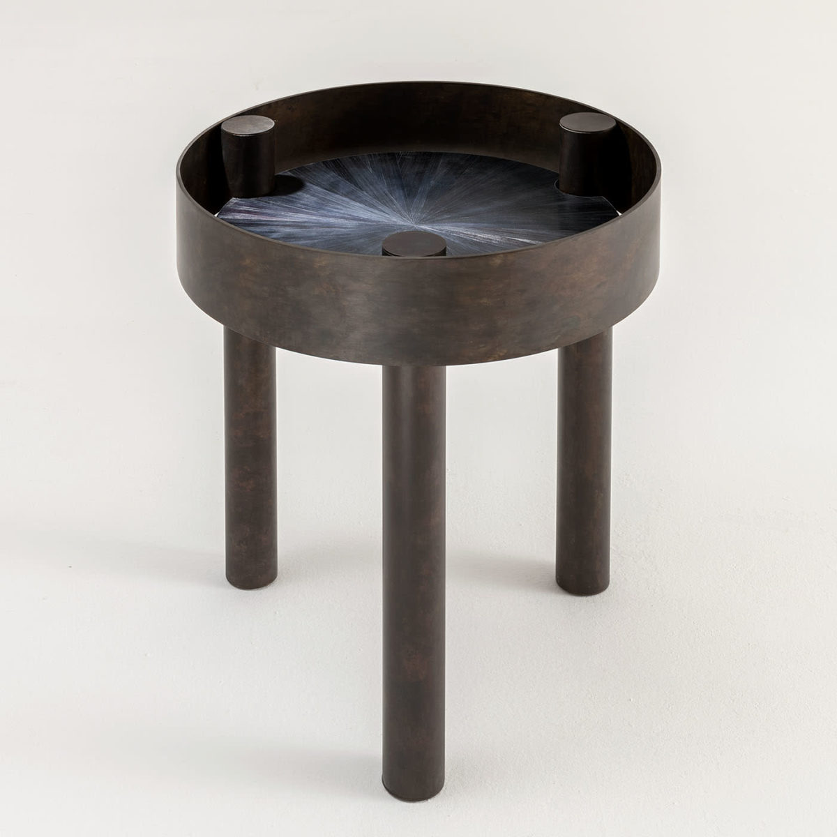 Tray Tall Round Black Rye Straw Side Table by Laura Meroni