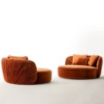 Drapé Round Orange Sofa by Laura Meroni