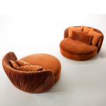 Drapé Round Orange Sofa by Laura Meroni