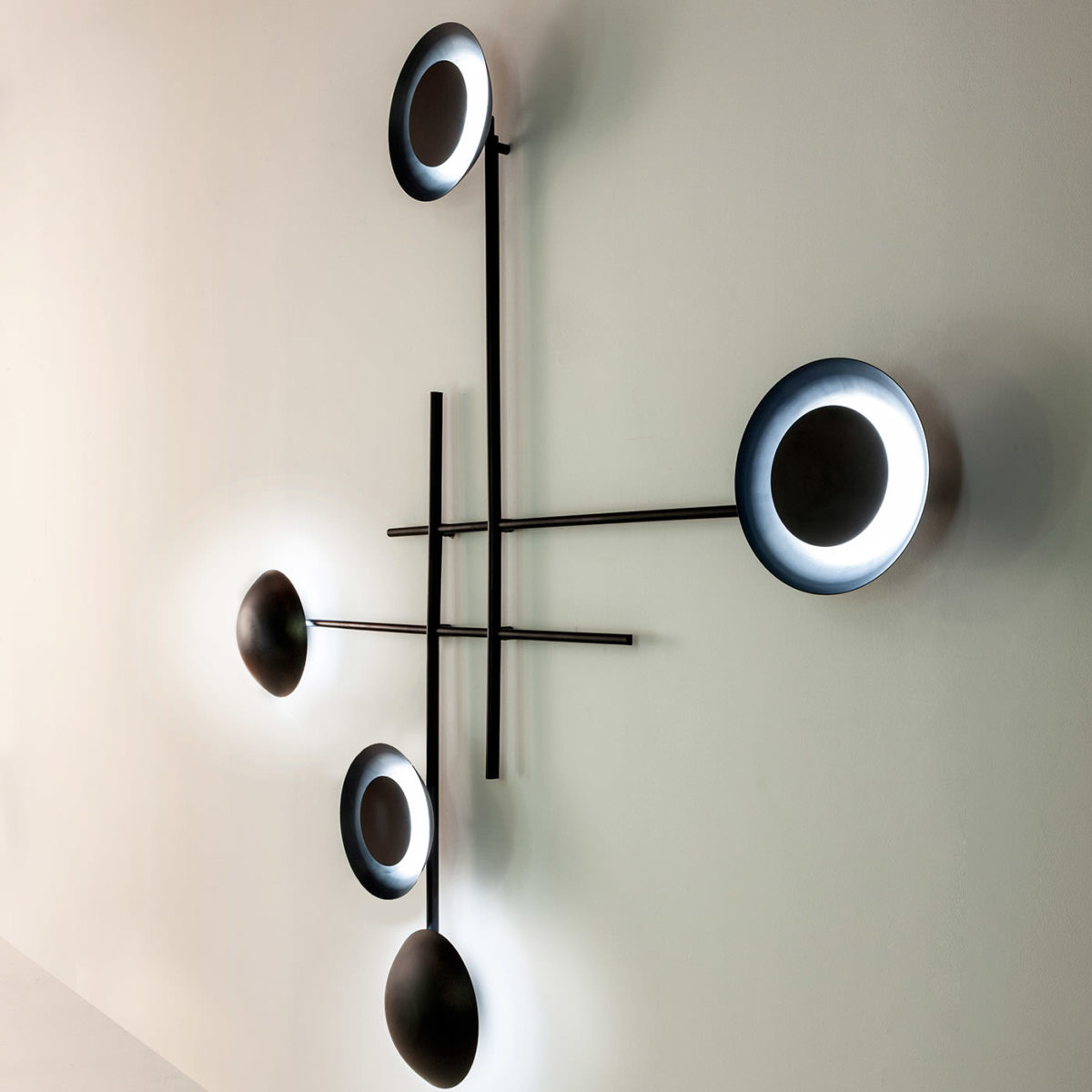 Gaia Black Iron Cenere Wall Lamp by Laura Meroni