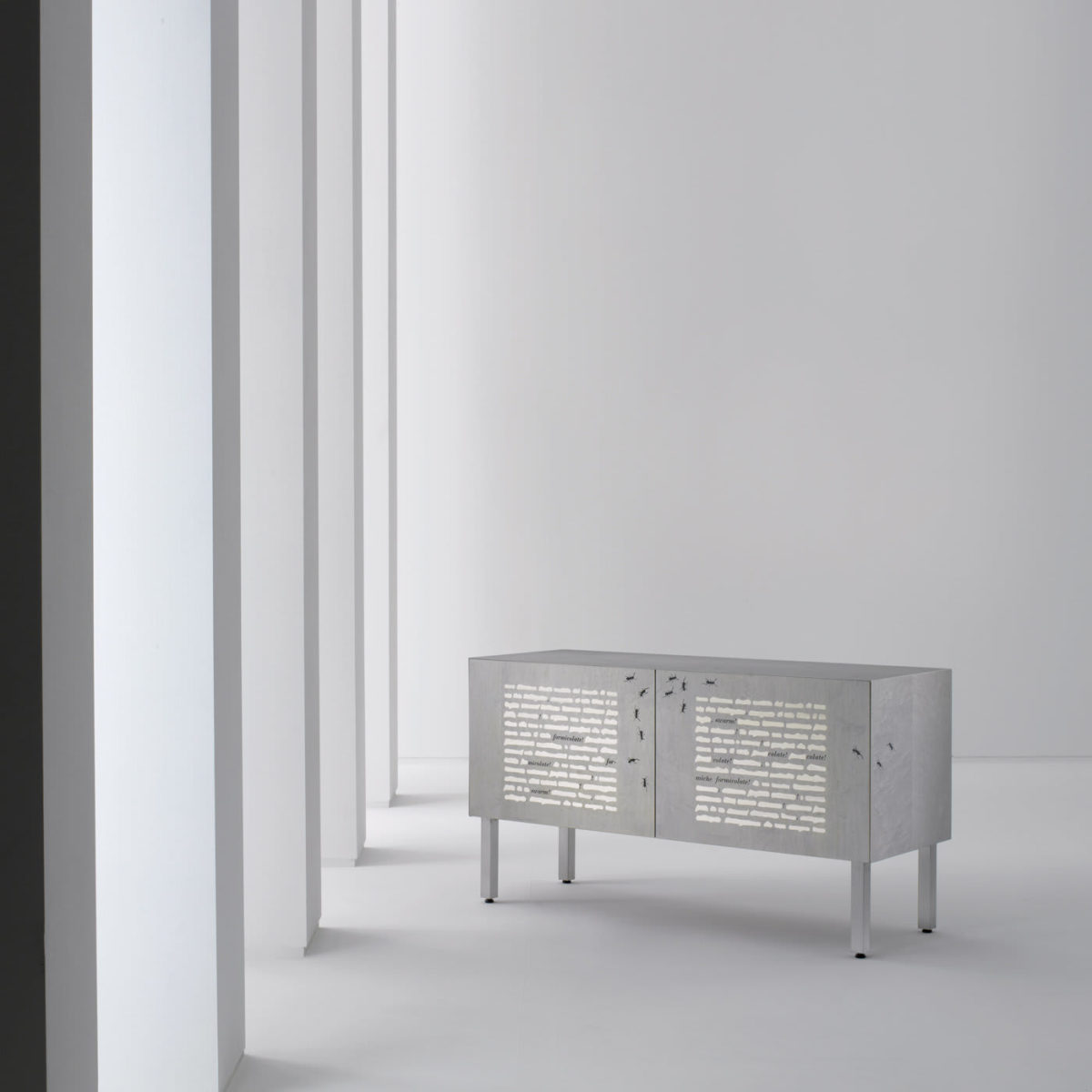 Le formiche nere Intarsia sideboard by Laura Meroni